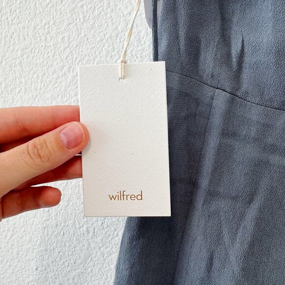 NWT Aritzia Wilfred Fable Minidress Shadow Blue Adjustable Tie Straps Size 2 - Picture 4 of 6